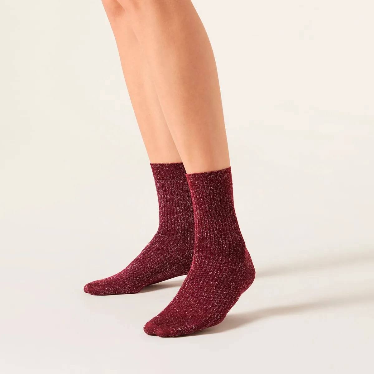 CALZEDONIA - Calcetines Algodón con Canale y Glitter Mujer Calzedonia