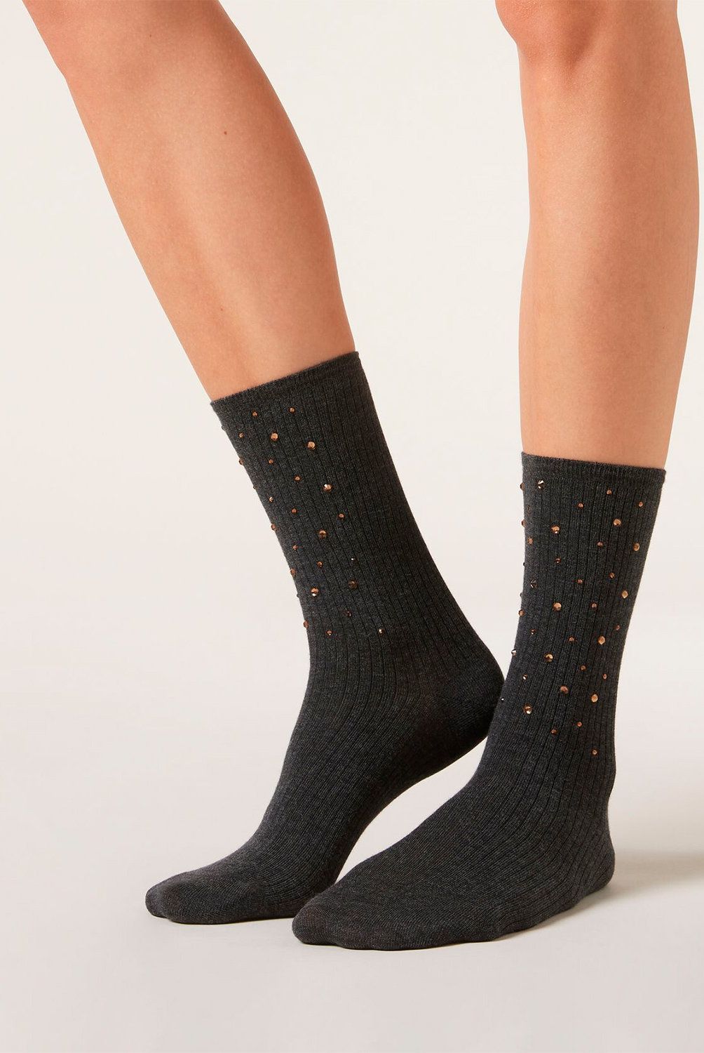 CALZEDONIA - Calcetines Algodón Canale Con Strass Mujer Calzedonia
