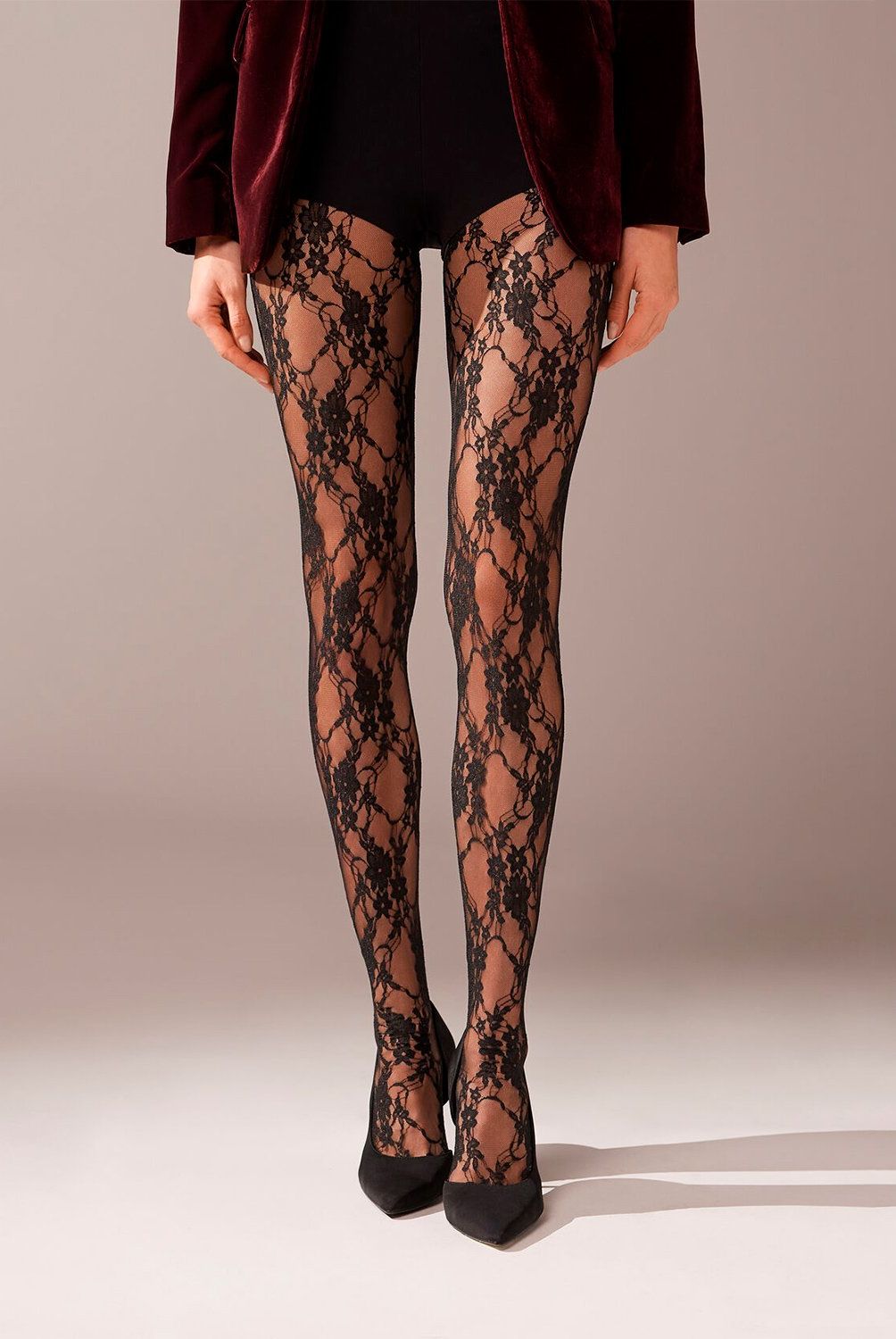 CALZEDONIA - Panty En Tejido de Encaje Floral Mujer Calzedonia