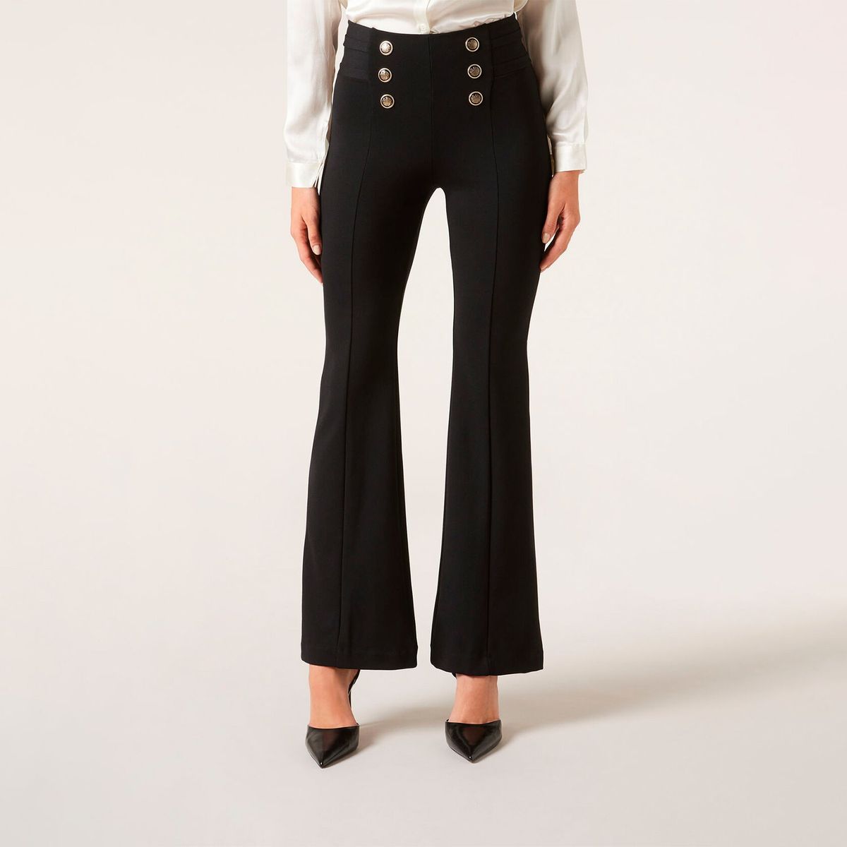 CALZEDONIA - Pantalón Flare Sailor Efecto Shapping con Detalle Botones Mujer Calzedonia