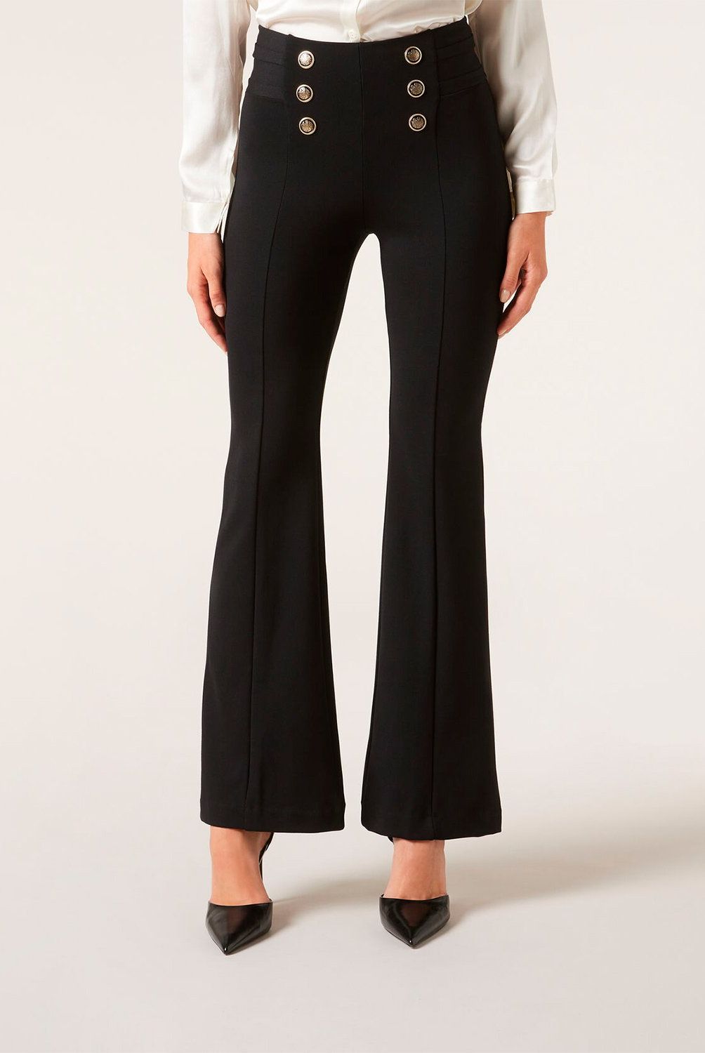 CALZEDONIA - Pantalón Flare Sailor Efecto Shapping con Detalle Botones Mujer Calzedonia