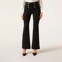 CALZEDONIA - Pantalón Flare Sailor Efecto Shapping con Detalle Botones Mujer