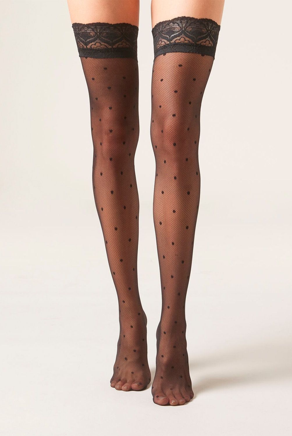 CALZEDONIA - Medias de 30 Denier Rejilla Pequeña Lunares Mujer Calzedonia