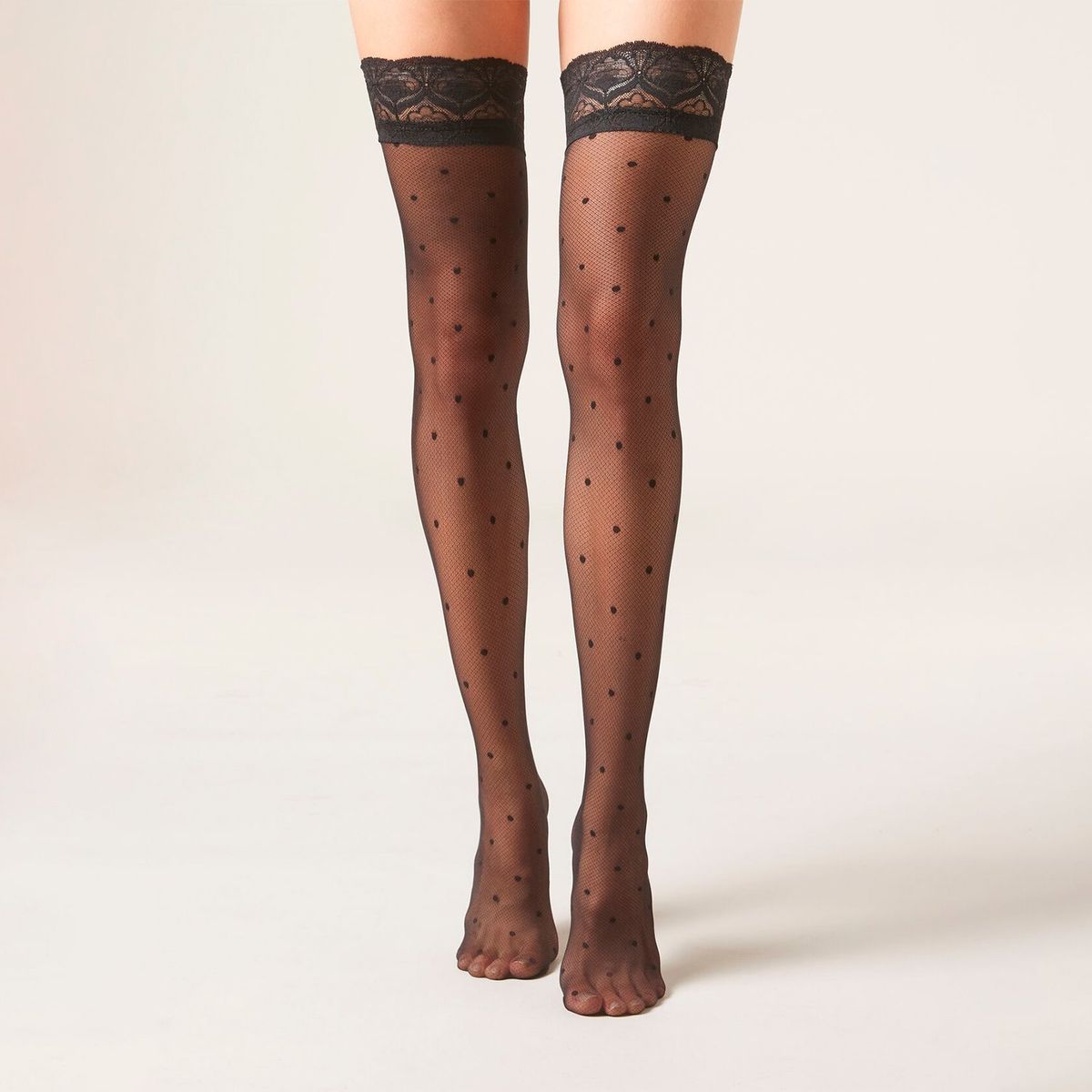 CALZEDONIA - Medias de 30 Denier Rejilla Pequeña Lunares Mujer Calzedonia