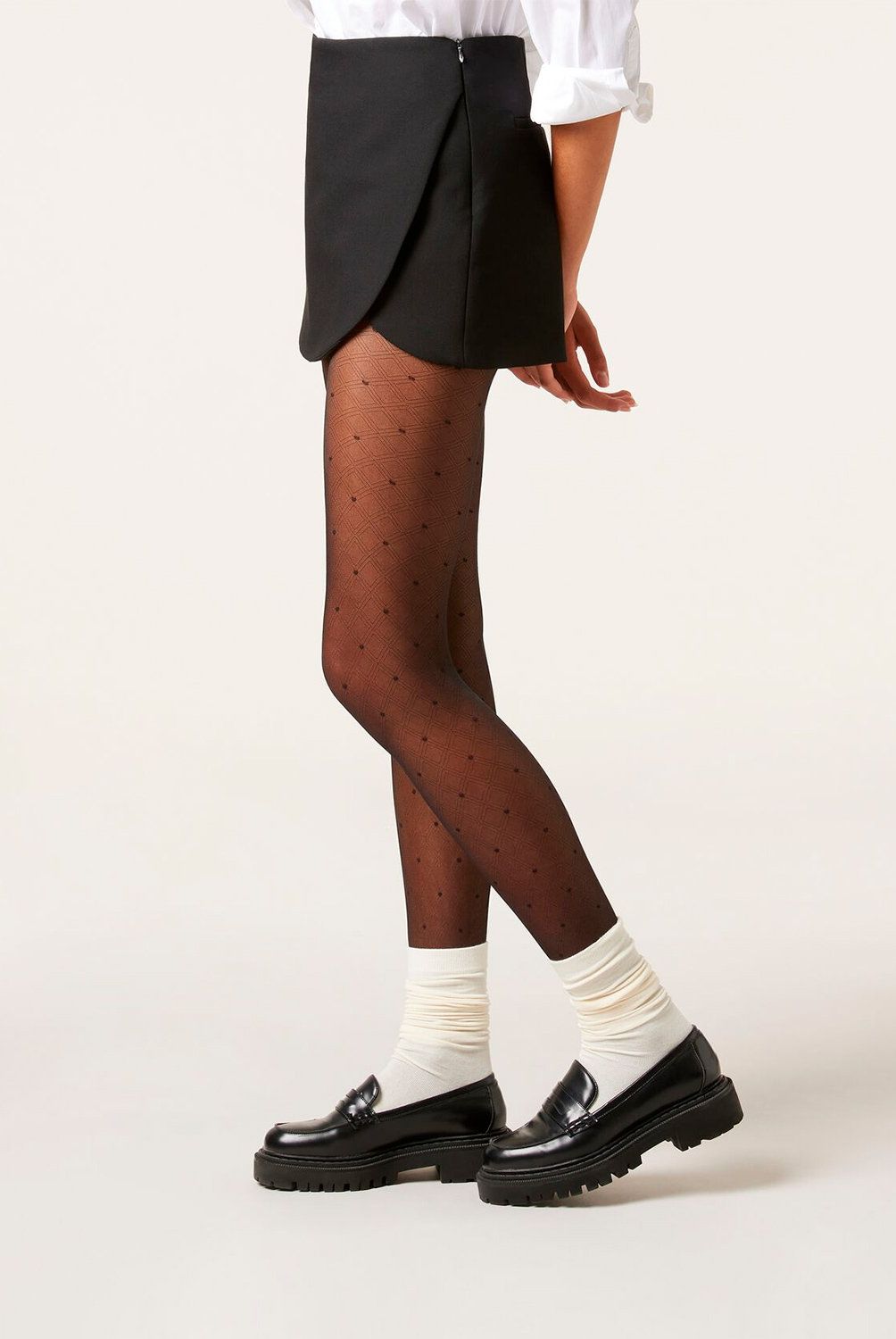 CALZEDONIA - Panty Transparente de 30 Denier con Rombos y Lunares Mujer Calzedonia