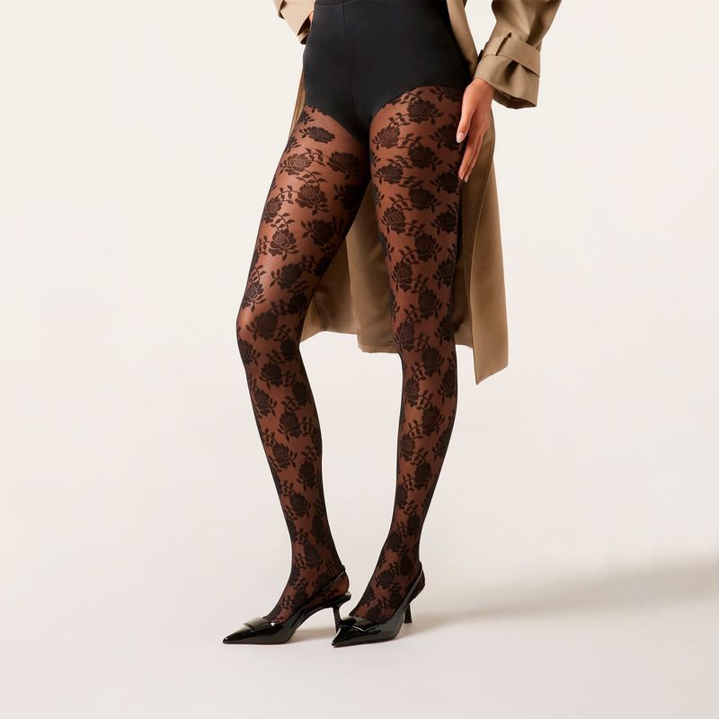 CALZEDONIA - Panty de Tul de 40 Denier con Rosas Mujer Calzedonia