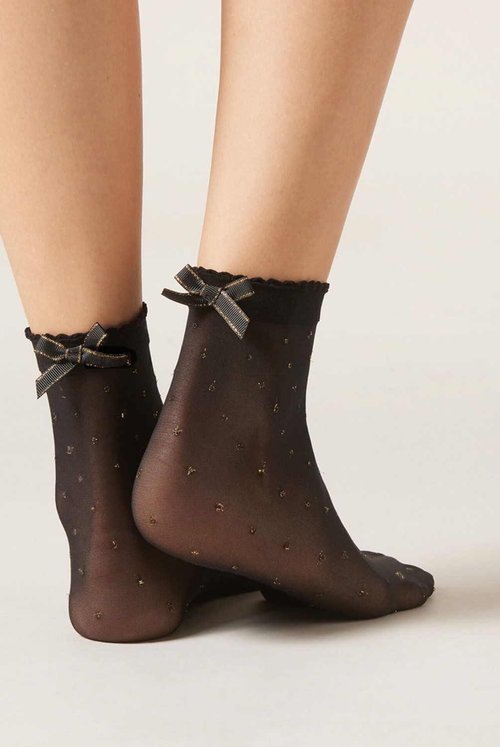 CALZEDONIA - Calcetines Cortos Lycra Lunares y Lazo Mujer Calzedonia