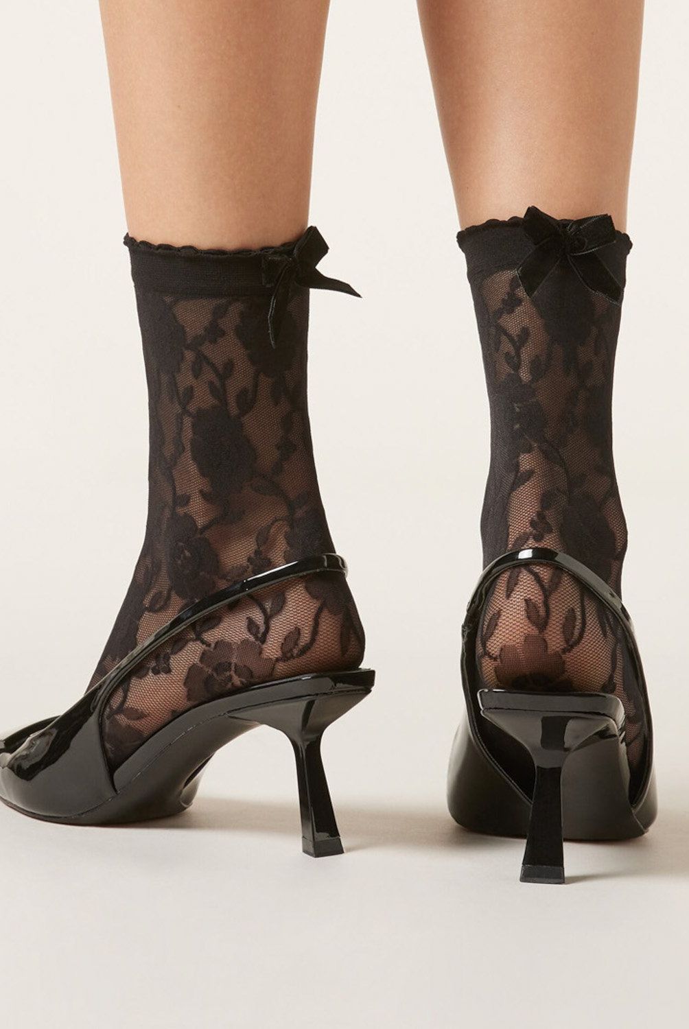 CALZEDONIA - Calcetines Cortos Lycra Flores con Lazo Mujer Calzedonia