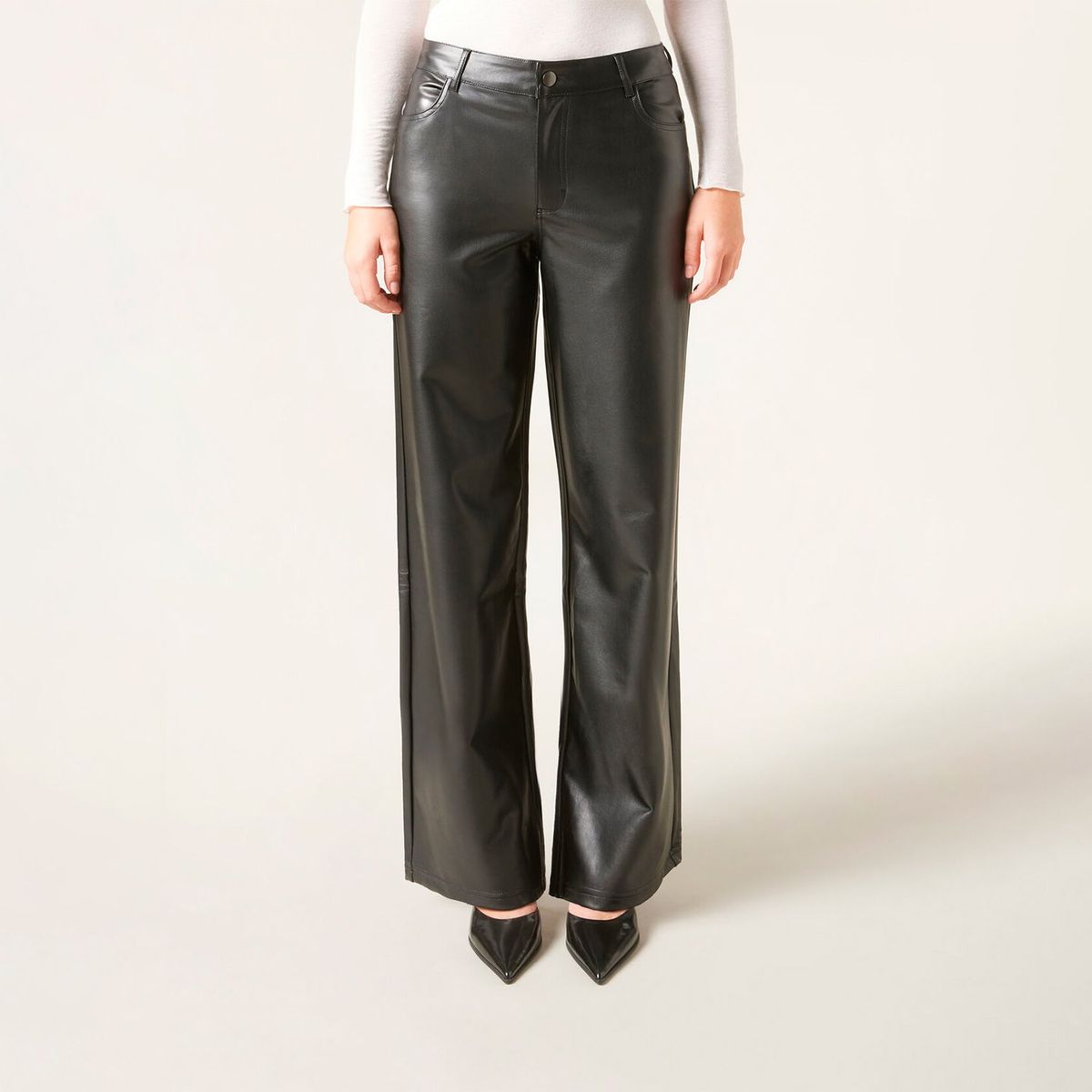 CALZEDONIA - Pantalón Recto Efecto Piel con Pinzas Mujer Calzedonia