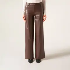 CALZEDONIA - Pantalón Recto Efecto Piel con Pinzas Mujer
