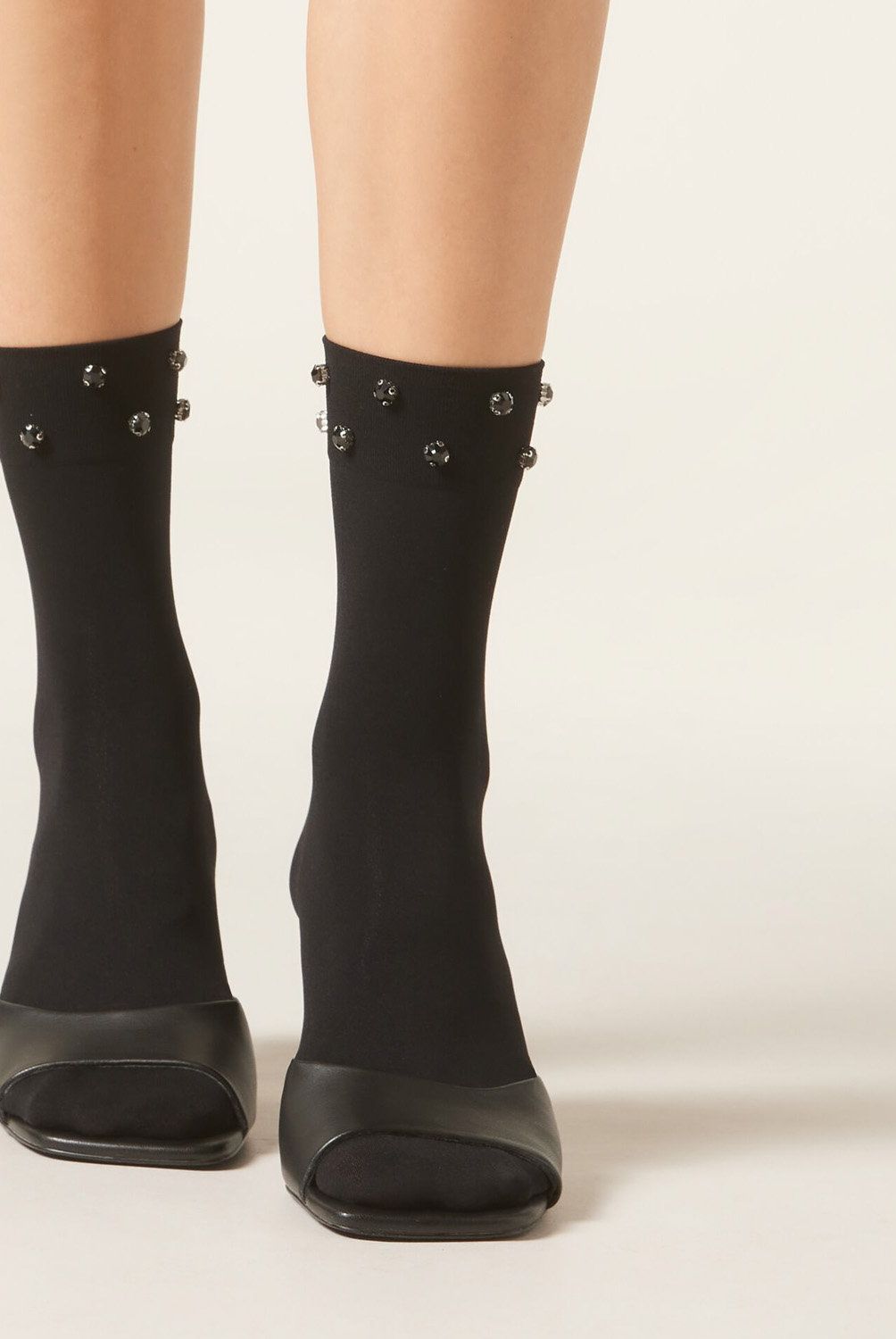 CALZEDONIA - Calcetines Cortos Lycra Con Pedreria Mujer Calzedonia