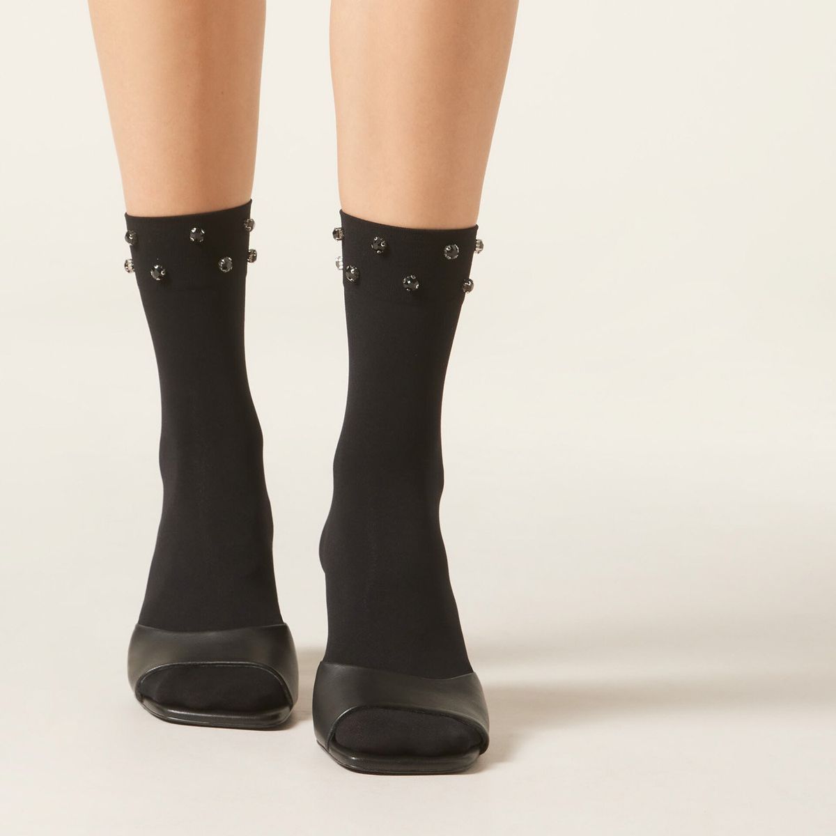 CALZEDONIA - Calcetines Cortos Lycra Con Pedreria Mujer Calzedonia