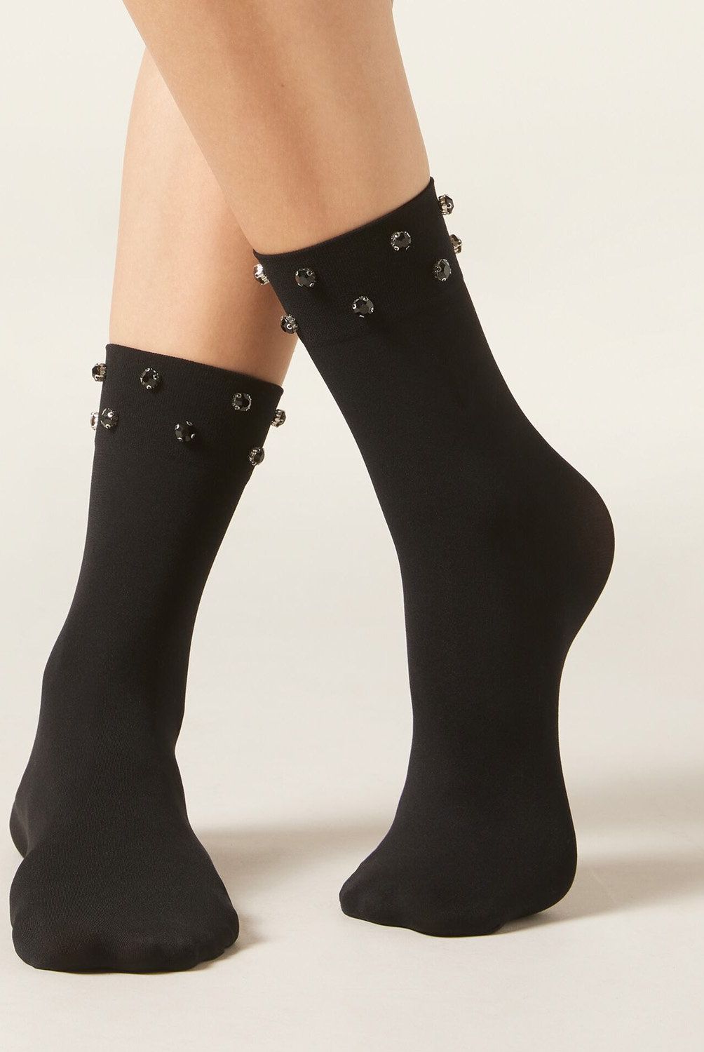 CALZEDONIA - Calcetines Cortos Lycra Con Pedreria Mujer Calzedonia