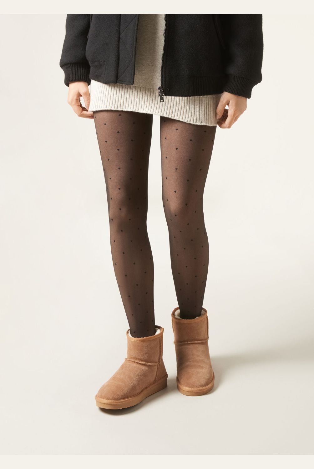 CALZEDONIA - Panty Térmico Efecto Transparente 30 Deniers con Lunares Mujer Calzedonia