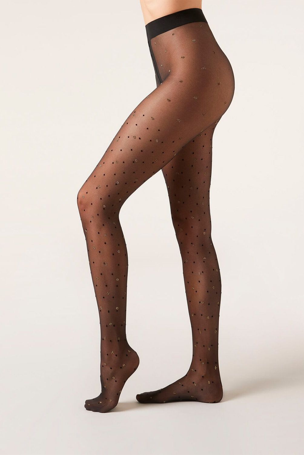 CALZEDONIA - Panty Transparente de 30 Denier Micro Lunares de Glitter Mujer Calzedonia
