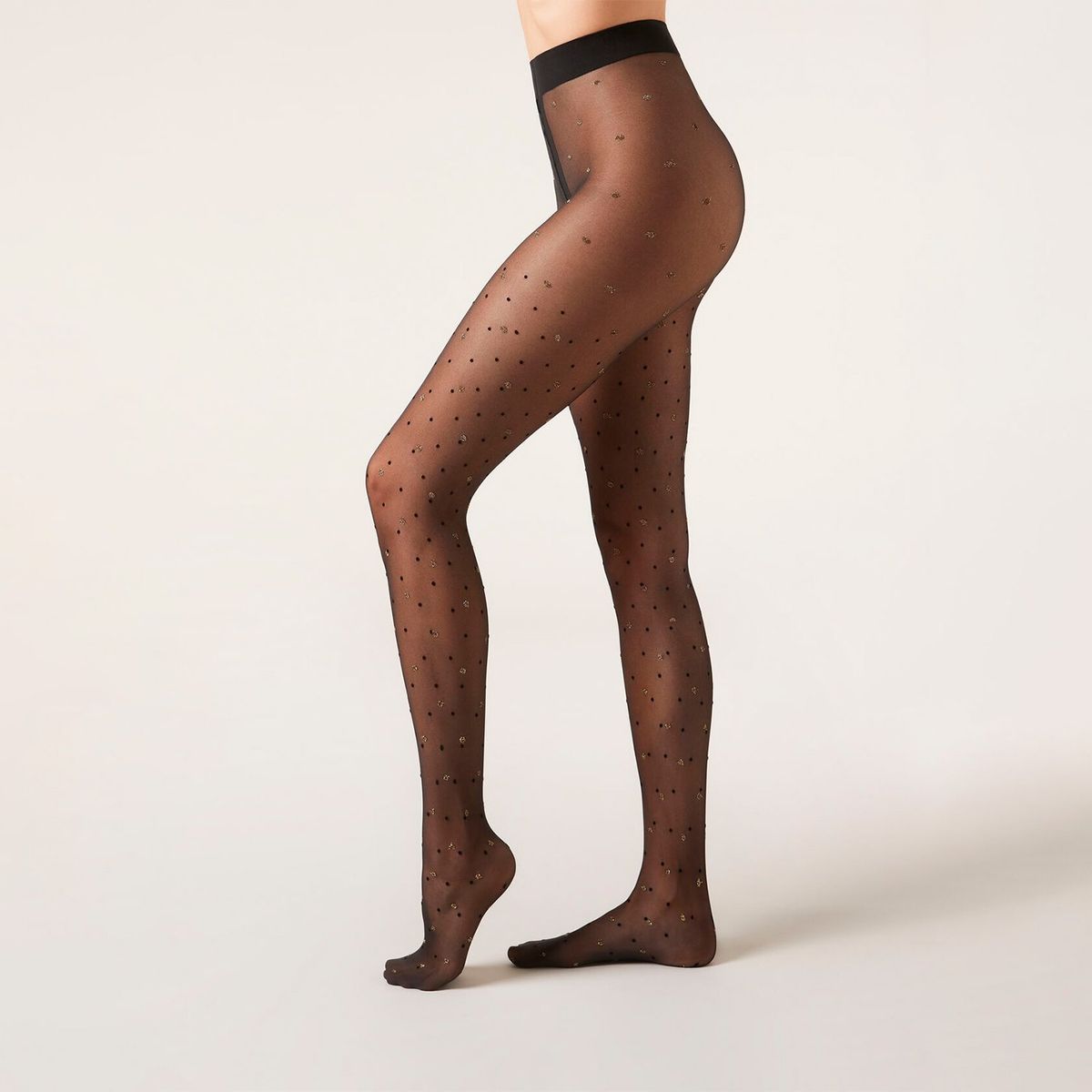 CALZEDONIA - Panty Transparente de 30 Denier Micro Lunares de Glitter Mujer Calzedonia