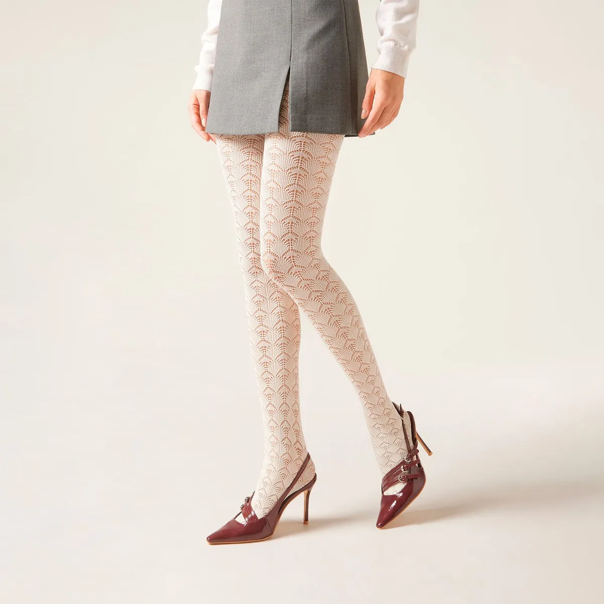 CALZEDONIA - Panty Opacas de 100 Denier con Calado Mujer Calzedonia