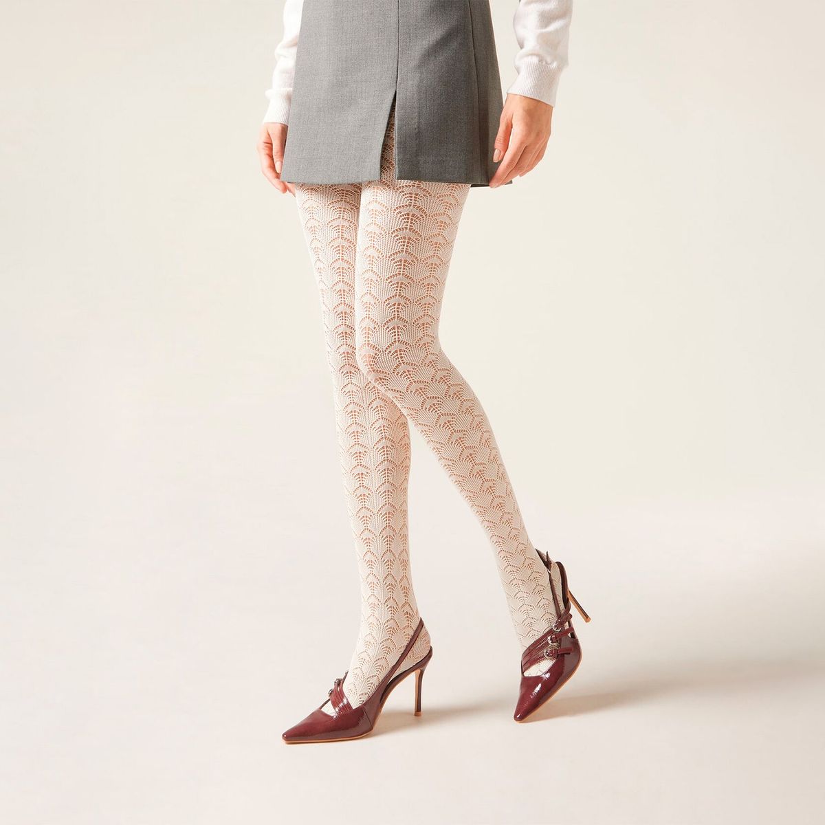 CALZEDONIA - Panty Opacas de 100 Denier con Calado Mujer Calzedonia