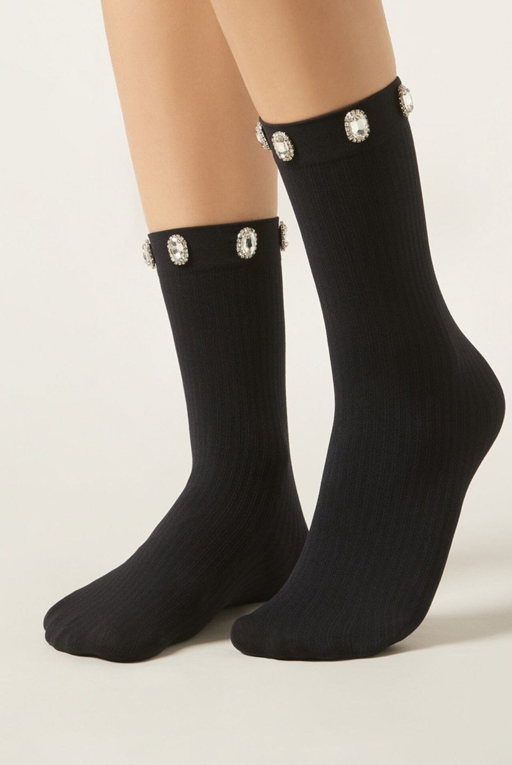 CALZEDONIA - Calcetines Cortos Lycra Con Pedreria Mujer Calzedonia