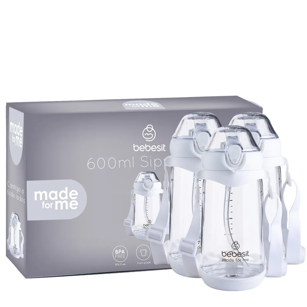 BEBESIT - Vaso De Entrenamiento Pack X 3 600Ml Antiderrame 12M+ Bebesit