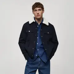 MANGO MAN - Chaqueta Denim Cuello Borreguillo Hombre