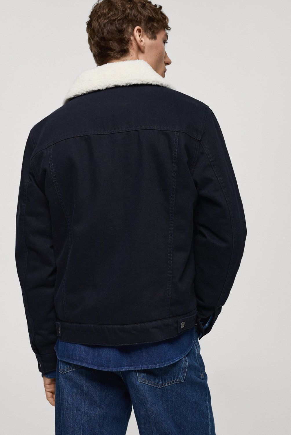 MANGO MAN - Chaqueta Denim Cuello Borreguillo Hombre Mango Man