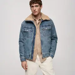 MANGO MAN - Chaqueta Vaquera Detalles Borreguito Hombre