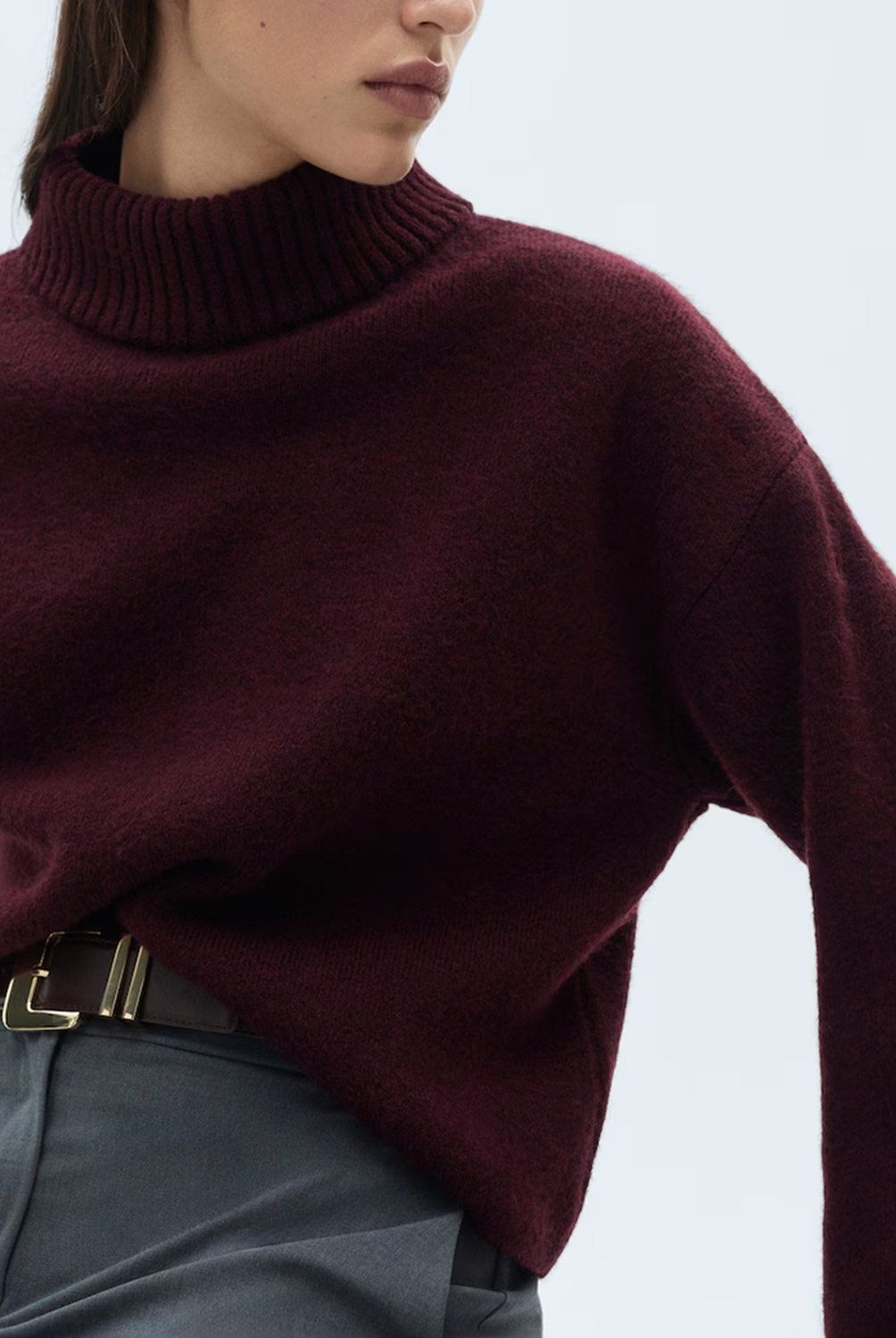 MANGO - Sweater Punto Cuello Vuelto Mujer Mango