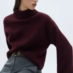 MANGO - Sweater Punto Cuello Vuelto Mujer