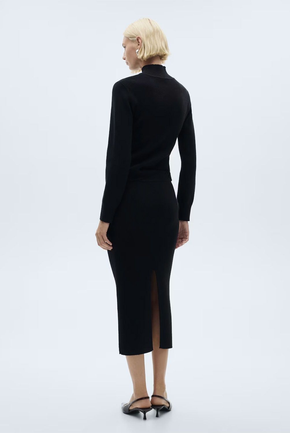 MANGO - Falda Midi Punto Mujer Mango