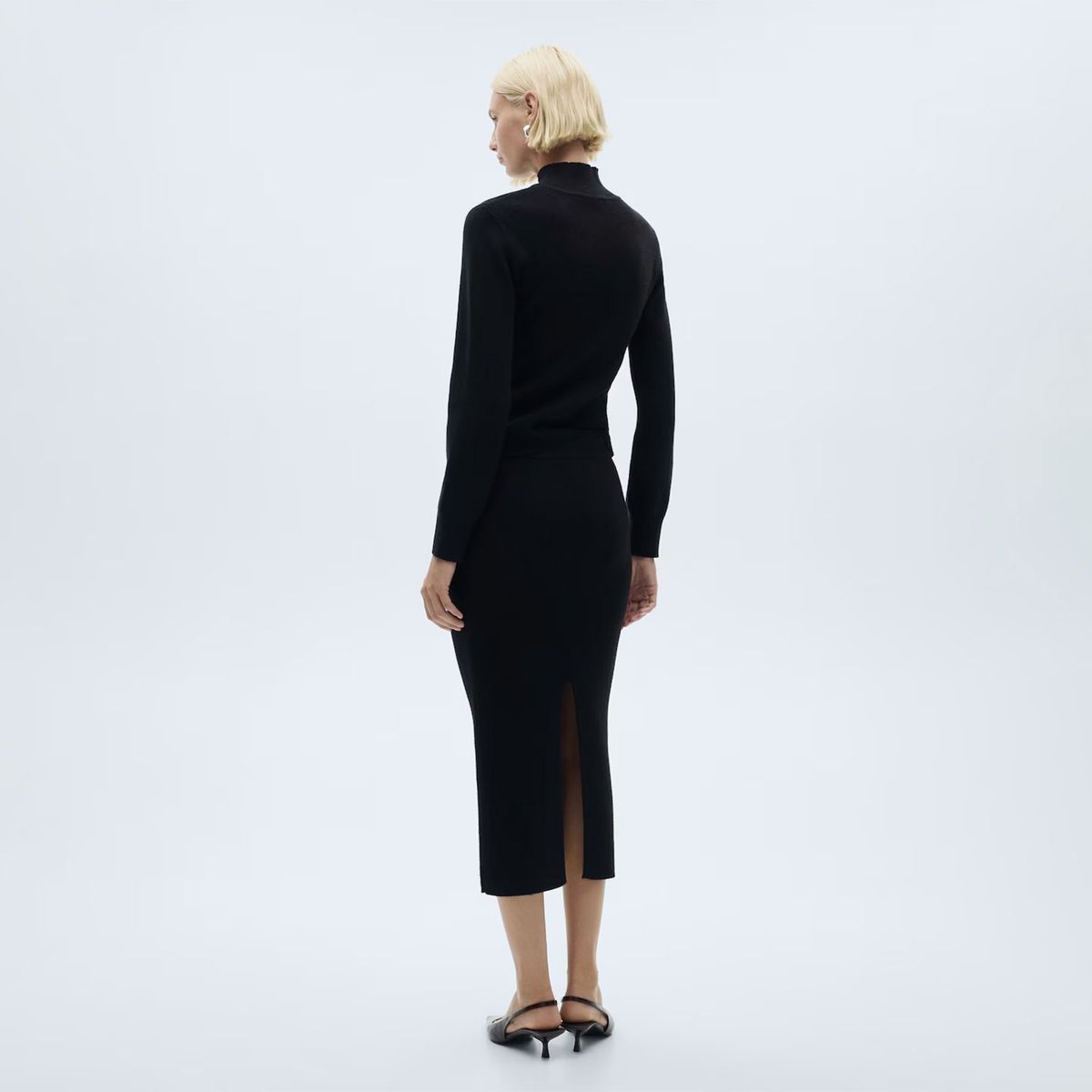 MANGO - Falda Midi Punto Mujer Mango