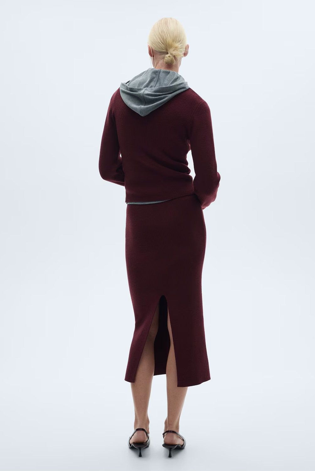 MANGO - Falda Midi Punto Mujer Mango
