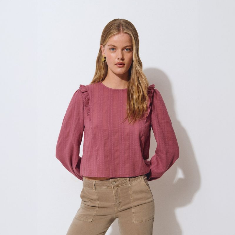 BROWNIE - Blusa Volantes y Botones Mujer Brownie