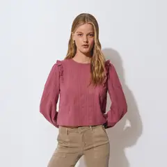 BROWNIE - Blusa Volantes y Botones Mujer
