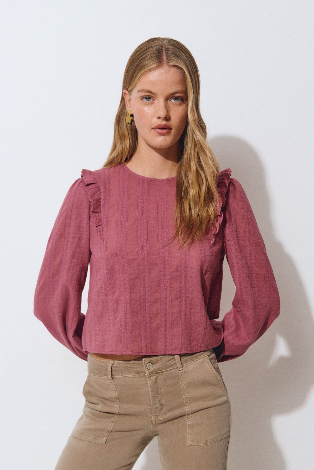 BROWNIE - Blusa Volantes y Botones Mujer Brownie