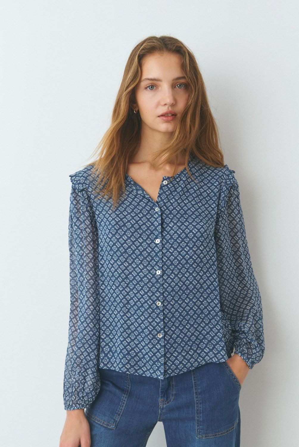 BROWNIE - Blusa Estampada Botones  Mujer Brownie