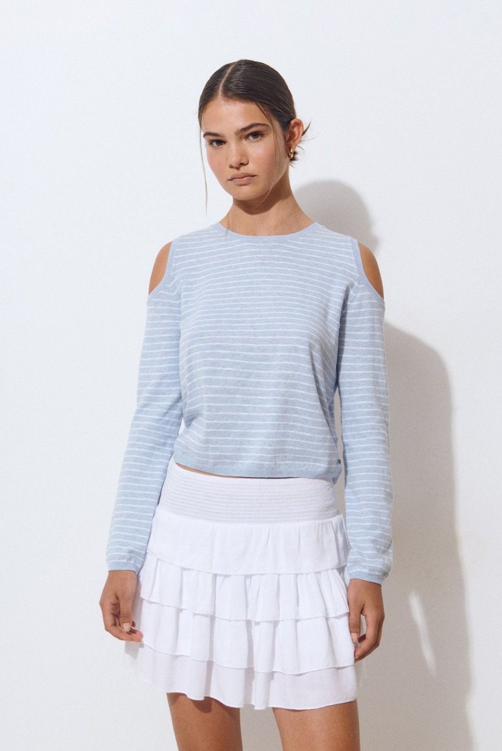 BROWNIE - Sweater Hombros Descub Rayas Mujer Brownie