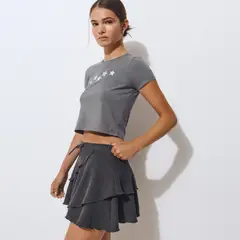 BROWNIE - Falda Corta Volantes Tejido Estructura Mujer