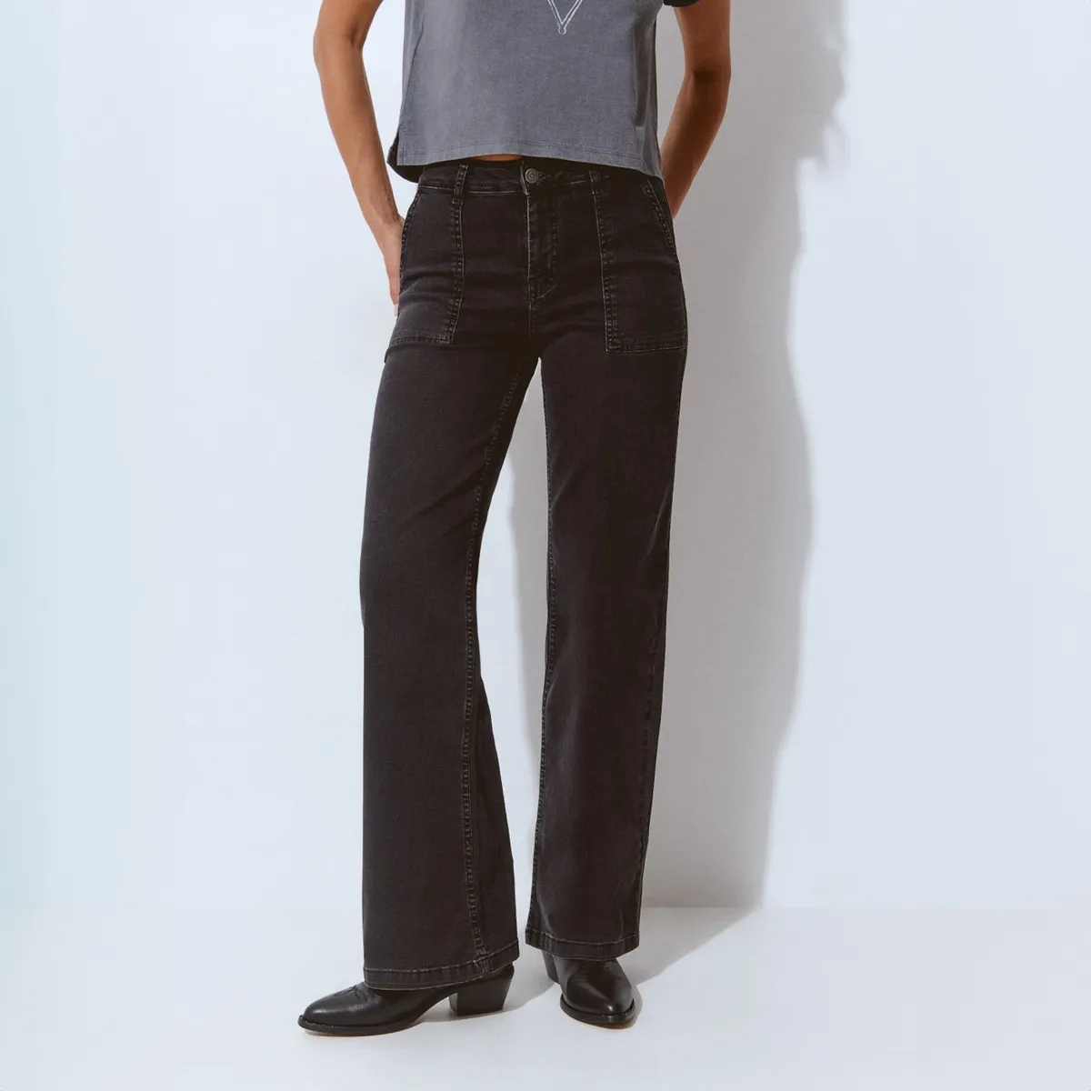 BROWNIE - Jeans Culotte Bolsillo Frontal Mujer Brownie