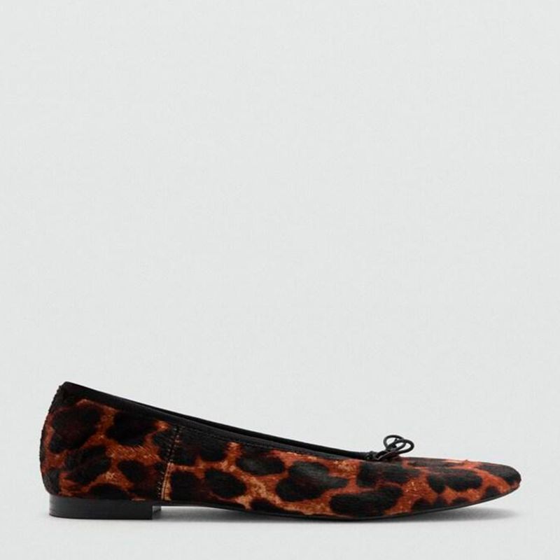 MANGO - Ballerina Mujer Cuero Animal Print Mango