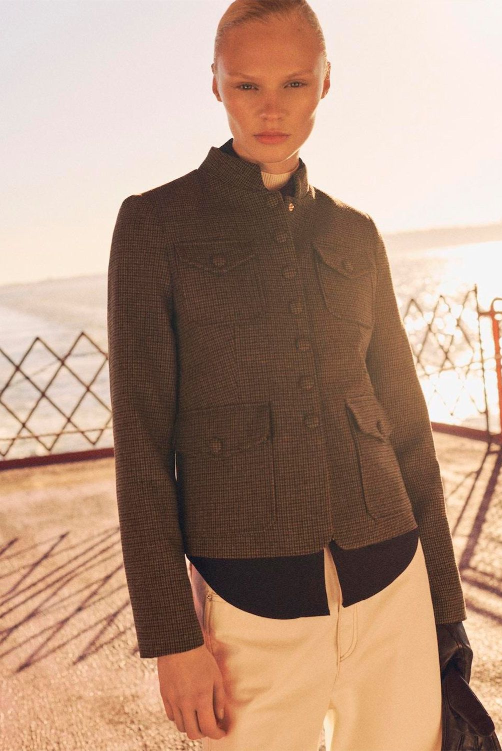 MANGO - Chaqueta Lana Micro Pata de Gallo Mujer Mango