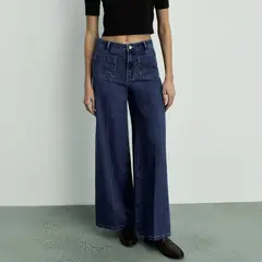 MANGO - Jeans Wideleg Bolsillos Mujer