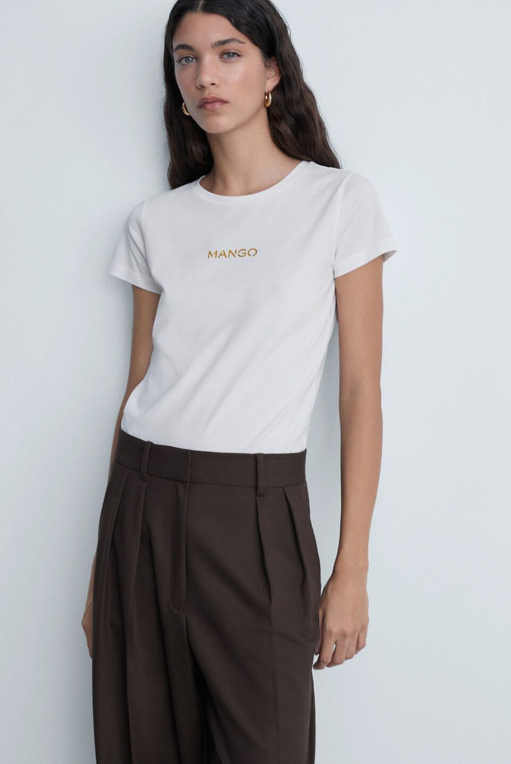 MANGO - Polera Logo 100% Algodón Mujer Mango