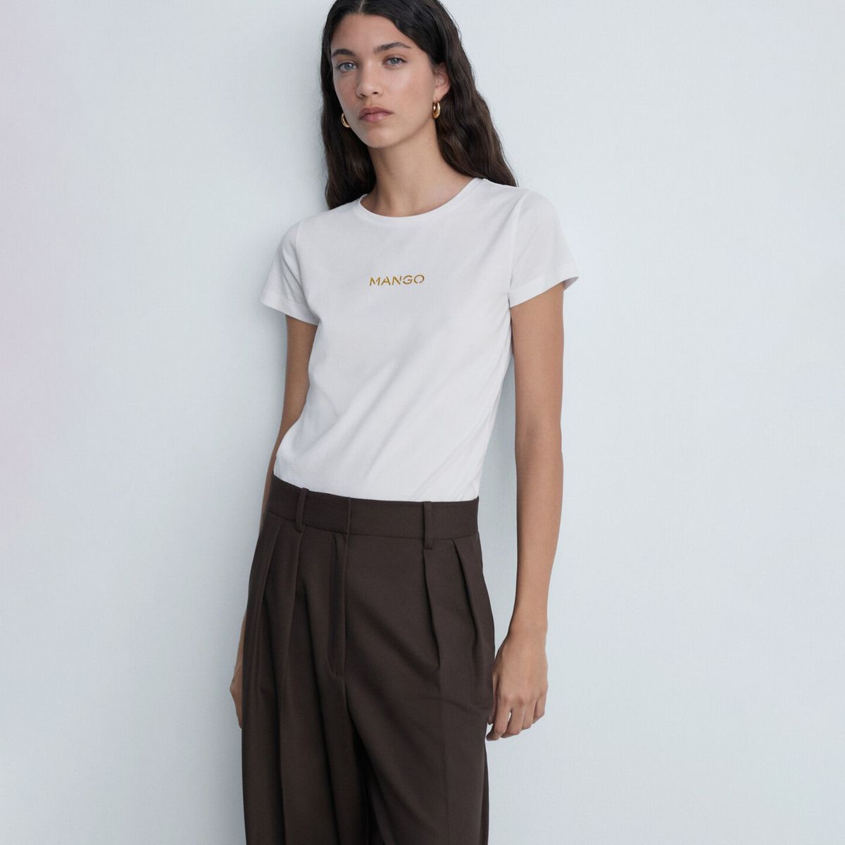 MANGO - Polera Logo 100% Algodón Mujer Mango