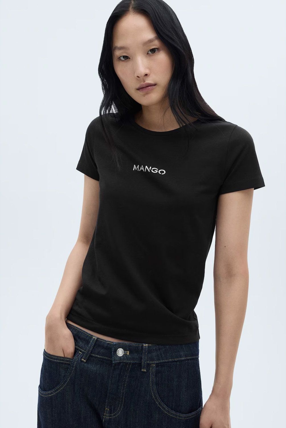 MANGO - Polera Logo 100% Algodón Mujer Mango