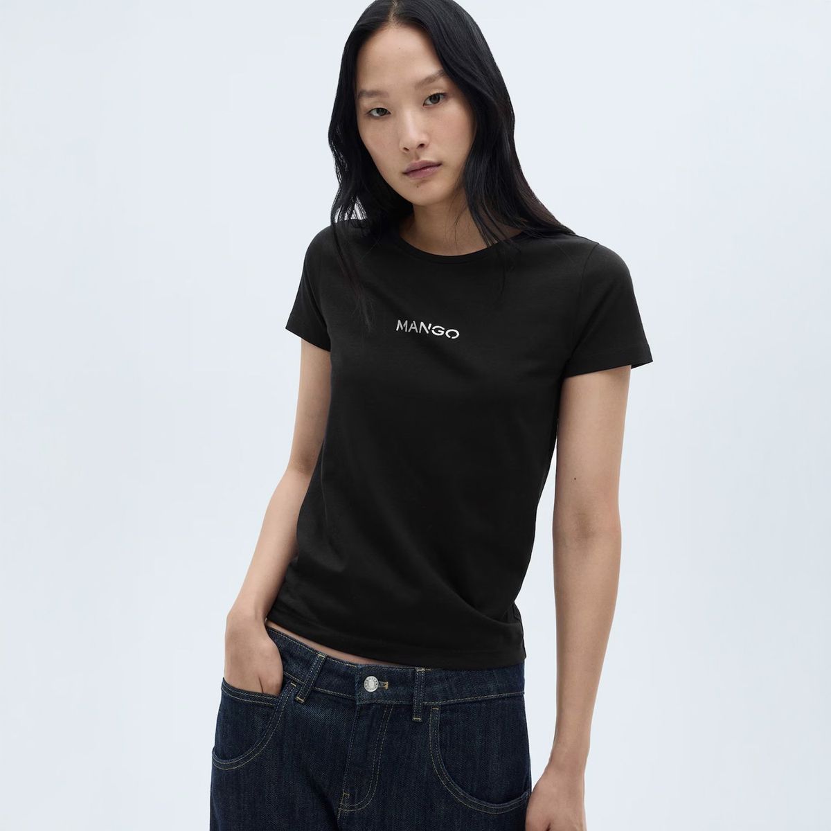 MANGO - Polera Logo 100% Algodón Mujer Mango