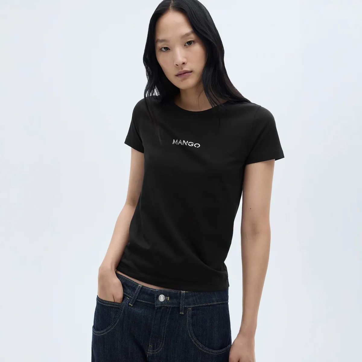 MANGO - Polera Logo 100% Algodón Mujer Mango