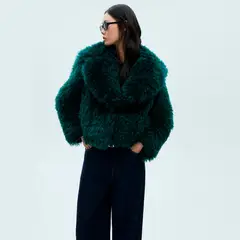 MANGO - Abrigo Pelo Solapas Mujer