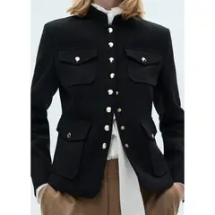MANGO - Chaqueta Bolsillos Detalle Botones Mujer
