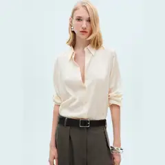 MANGO - Blusa Camisero Algodón Mujer